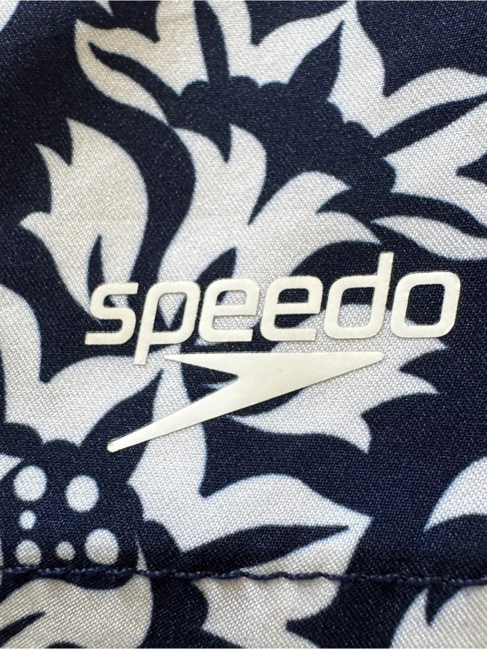 Speedo Floral Swim Trunks Navy White Tropical Board Shorts Mesh Lined L